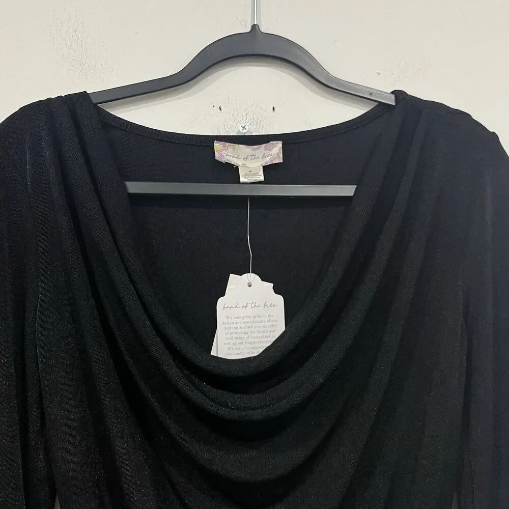 NWT Band Of The Free Black Slinky Cowl Neck Bodysuit Size Medium - Picture 4 of 6